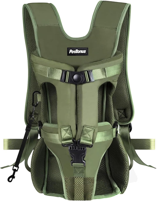 PetBonus Pet Front Dog Carrier Backpacks, Adjustable Pet Backpack, Legs Out Easy-fit Puppy Chest Carrier for Medium Smal
