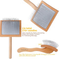 Werduoland Ergonomic Slicker Brush for Long-Haired Dogs - Wooden Handle, Long Pins for Grooming Goldendoodles