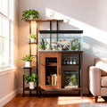 20-29 Gallon Fish Tank Stand with Plant Shelf, 2-in-1 Walnut Aquarium Stand