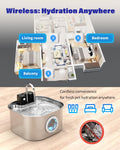 Lawfery 3.2L/108oz Wireless Stainless Steel Cat Water Fountain