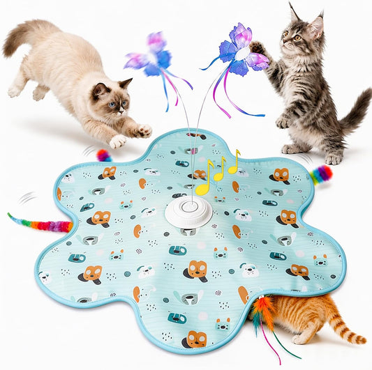 Interactive Cat Toys, Rechargeable with Auto Play and Bird Chirps