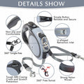 KOOLTAIL Dual Retractable Dog Leash for Two Dogs Up to 110 Lbs, Heavy Duty Double Headed 16 ft Extendable 360° Tangle-Fr