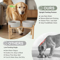 SPUNKYJUNKY Elevated Dog Bowls Ceramic, 8.3'' Dogs Food Water Bowls Raised with Non-Slip Bamboo Stand for Large Sized Br