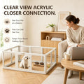 Jalove Acrylic Dog Playpen Indoor, 24“ H Plastic Pet Playpen with Door, Clear Pet Play Pen for Puppy Rabbit, Easy Assemble Dog Pen, Preferable for Small Cage, White 10 PCS