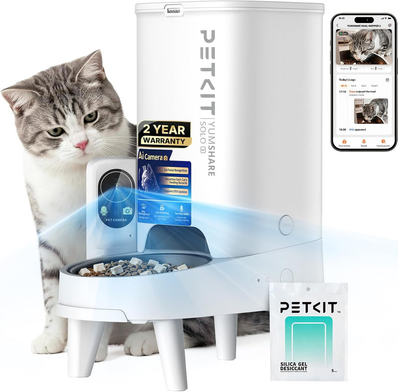 PETKIT Automatic Cat Feeder with Camera, Upgraded Multi-Cat Recognition, 2.4G&5G WiFi Pet Feeder with Freshness Preserva