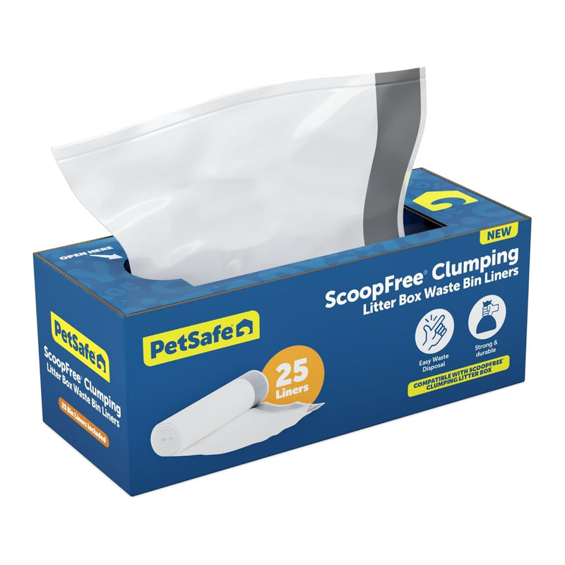 PetSafe ScoopFree Clumping Litter Box Waste Bin Liners - 25-Pack, No-Mess Disposal, Compatible with ScoopFree Clumping and SmartSpin Self-Cleaning Litter Boxes, Eliminates Deep Cleaning