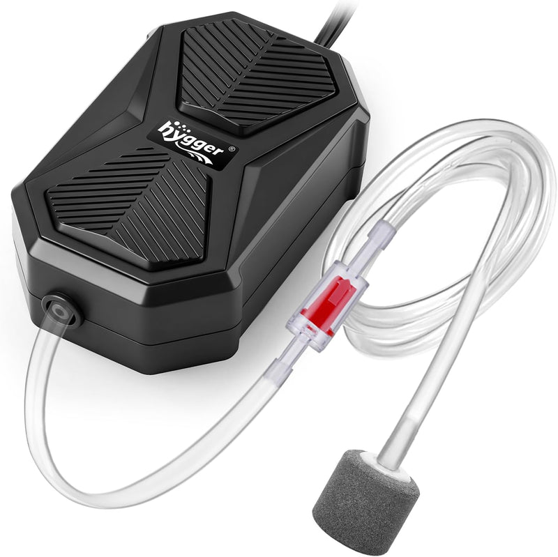 hygger Aquarium Air Pump, Ultra Quiet Oxygen Aerator with Air Stone Airline Tubing Check Valve, Aquarium Fish Tank Air B