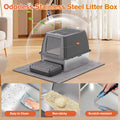 XXXL Stainless Steel Litter Box with Lid, Extra Large 28" Lx20 Dx18.1 H Litter Box for Big Cats, Enclosed Jumbo Metal Li