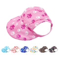 PET SHOW Paw Print Dog Baseball Cap Dog Visors for Small Doggy Cats Summer Waterproof Pet Sun Hats with Ear Holes Adjustable Drawstring Girl Puppy Hat -Pink/XS