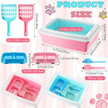 Beeveer 2 Set Kitten Litter Box Starter Kit 2 Pcs High Side Small Cat Litter Box Low Entry with 2 Scooper 2 Feeding Bowls 2 Mouse Toy for Small Kitty Essentials 14.57 x 10.63 x 4.17'', Blue and Pink