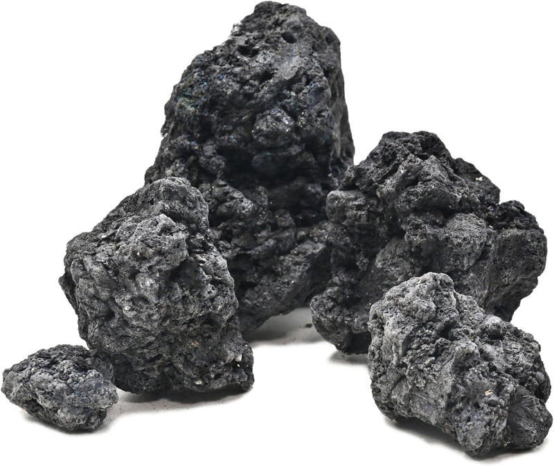 Black Lava Rock 5lb Natural Volcanic Stone for Fish Tank,3 Pcs 4-6 in