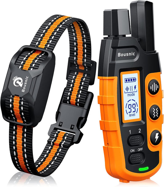 Bousnic Dog Shock Collar - 3300Ft Dog Training Collar with Remote for 5-120lbs Small Medium Large Dogs Rechargeable Wate