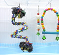 WishLotus Bird Perches, Parrot Colorful Climbing Rope Swing Toys Parrot Stand with Bell and Hanging Clip for Parrots, Bu