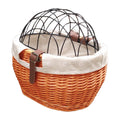 SPYMINNPOO Pet Basket,Wicker Basket for Small Dogs Cats Pet Carrier Front Basket with Wire Mesh Cover (Honey Color)
