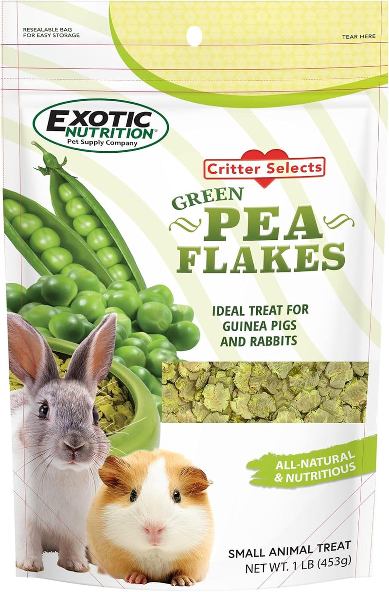 Exotic Nutrition Green Pea Flakes (1 lb.) - Healthy Natural Dried Vegetable Treat - for Rabbits, Guinea Pigs, Hamsters, 