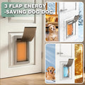 3-Flaps Extreme Weather Dog Door for Exterior Door, Aluminum Frame and Telescoping Tunnel with Sliding Lock Panel,Suitab