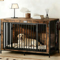 FurnPulse XL Dog Crate Furniture 48'' | Extra Large Heavy Duty Anti-Chew Dog Kennel | Rustic Wooden Entertainment Center & TV Stand with 350LB Top Capacity | Escape Proof Double Door Pet House