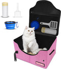 Petskd High Sides Portable Travel Litter Box for Cats with Lid