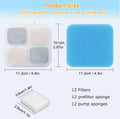 16 Set Replacement Filters for Oneisall PW07SAU 10L/2.64Gal Stainless Steel Dog Water Fountain, Includes 16 Filters & 16Pre-Filters & 16 Pump Sponges