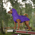 Purple Dog Raincoat with Reflective Strip Hoodie, Waterproof Poncho，XL
