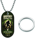 Mama Lu's Crew Bigfoot Response Team Dog Tag Necklace, Double-Sided Aluminum Sasquatch ID with Ball Chain & Key Ring, Ma