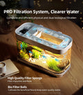 3 Gallon Fish Tank Starter Kit with Heater Hidden Filtration Light Acrylic