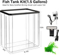 1.5 Gallon Aquarium Starter Kits - Plastic Fish Tank Kit Clear Beta Fish Tank Small with Filteration Oxygenation, Water 