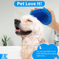 Comotech 3-in-1 Dog Grooming Brush | Adjustable Handle Shampoo Brush & Scrubber for Short & Long Haired Dogs & Cats (Blue Blue White)