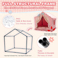 Jiupety Indoor Dog House with Frame, Cute Dog Tent Bed with Cover Cave, Breathable, Washable, and Foldable House, Suitable for 20-40 Lb, Large (25"×25"×25"), Pink