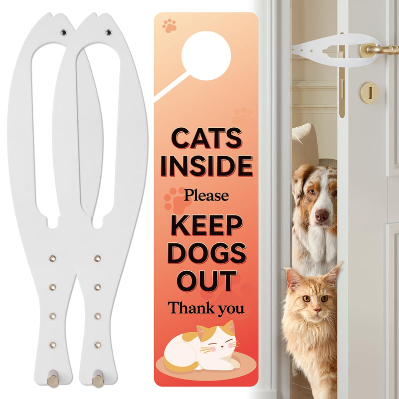 TGIOW Cat Door Latch, 2 Pcs Cat Door Stopper Pet Door Latch to Keep Dog Out of Litter Box and Food, Door Prop for Cat with 5 Adjustable Size Strap 2.5-6