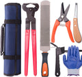 LONG RIVER Horse Farrier Hoof Tool Kit（7 Piece） with Carry Bag Horse Equine Metal Shears Farriers Hoof Nipper Cutter Han