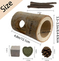 Natural Wooden Hamster Tunnel,Wood Hamsters Hideout Tube,Small Animal Hollow Tree Trunk Holes Exercise Mouse Chew Toys C