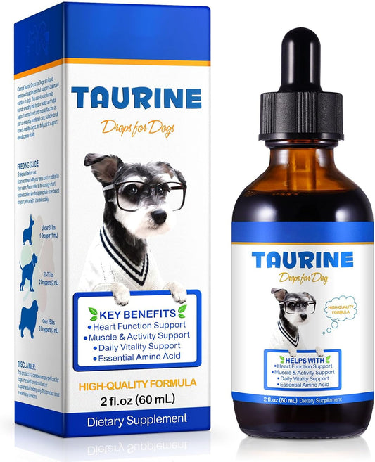 Taurine for Dogs, Taurine Liquid Supplement for Dogs, Daily Amino Acid Support for Heart Health, Vision & Immune Support, 2 FL OZ