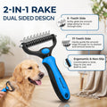 3-in-1 Pet Grooming Kit Rake Metal Comb & Bath Brush