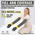 Thickened Pet Bathing Gloves with Waterproof Long Sleeves, 29.5 Inch Rubber Scratch Resistant Handling Gloves for Groomi