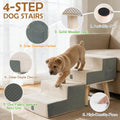 4-Step Ottoman Dog Stairs,2-in-1 Foldable Dog Ramp for Bed