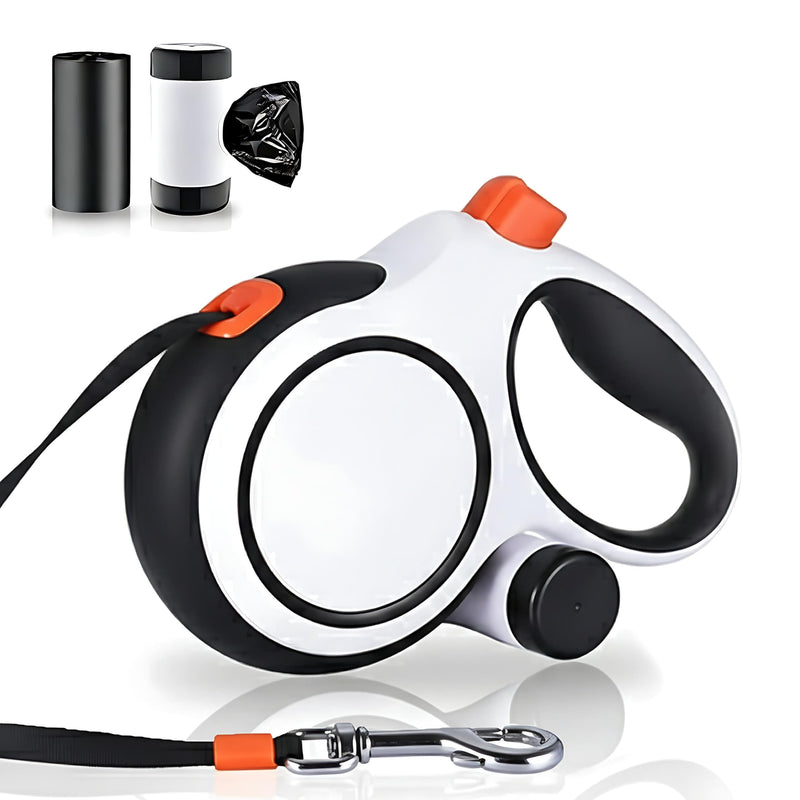 LULUPET 26Ft Heavy Duty Retractable Dog Leash with Dispenser and Poop Bags, for Small, Medium & Large Dogs Up to 110Lbs, 360° Tangle-Free Design and a Durable Chrome Plated Hook