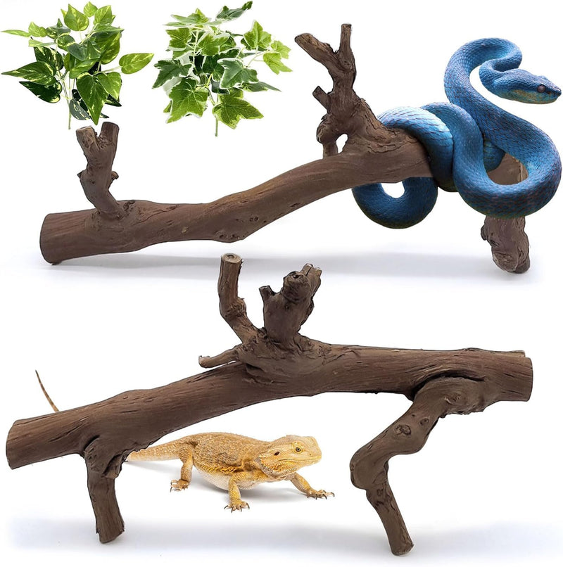 2PCS Reptile Wood Branches Decor,Snake Climbing Branch Tree Trunk Cork Log