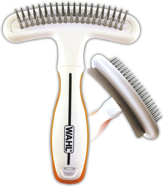 Wahl 2-in-1 Combination Double Row Pet Rake with Hair Shedding Blade for Dog or Cat Fur by The Brand Used by Professionals – Model 858424
