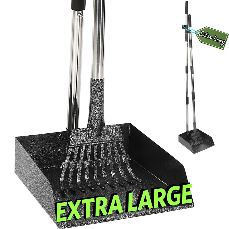 T2Y Pooper Scooper, Long Handle Dog Pooper Scooper, Adjustable Stainless Steel Rake & Extra Large Tray, Antirust & Durable Poop Scoopers for Yard, Lawn, Snowfield, Suitable for Multi-Dog Family