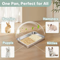 Amibud Low Entry Stainless Steel Cat Litter Box for Kittens Small cat, Metal Shallow Kitty Litter Box, Easy Access Kitty Litter Pan Tray,Pet Bathroom Accessories-15.75''Lx 11.81'' W x2.76'' H