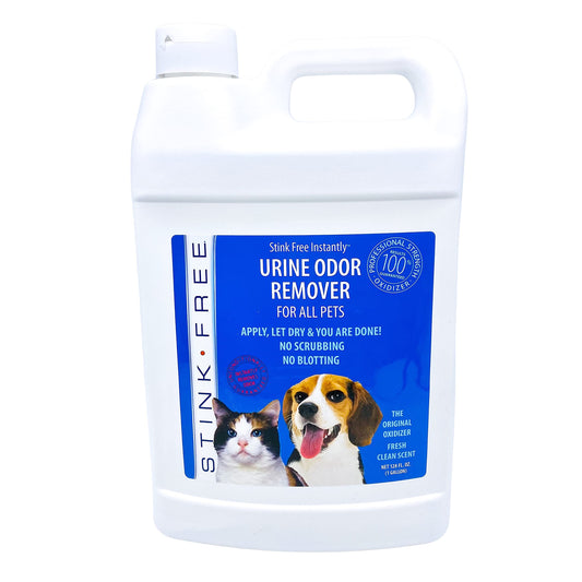 Stink Free Pet Urine Odor Eliminator and Remover for Cat and Dog Urine, Oxidizer Based Pee Cleaner Destroyer for Carpets, Rugs, Mattress, etc. 128 Oz (1 Gallon)