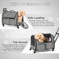 Large Pet Carrier with Wheels, Foldable Rolling Dog Carrier with Big Pocket, Cat Rolling Bag 21"x13"x13" for 2 Cats &Dog