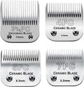 4pcs Dog Grooming Blades Compatible with Andis Dog Clippers,Detachable Ceramic Blade & Stainless Steel Blade (3FC+4FC+5F