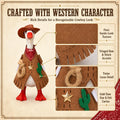 7 Inch Desk Goose Cowboy Outfit, 3-Piece Western Costume with Brown Cowboy Hat, Red Bandana and Fringe Vest, Funny Deskt