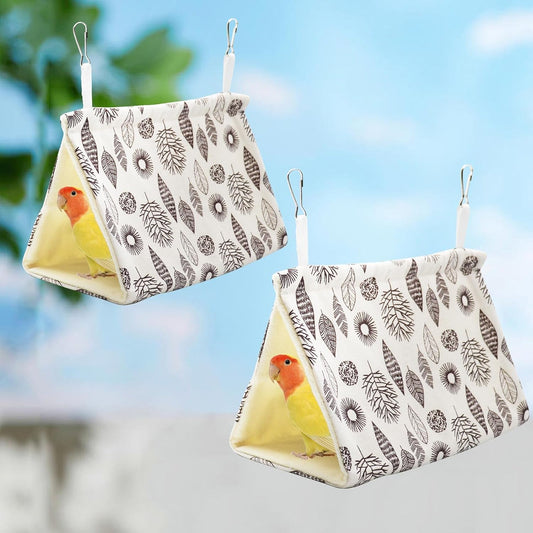 Dnoifne 2 Pack Hanging Winter Warm Bird Bed, Nest House, Hammock House - Plush Snuggle Hideaway Cave Bed Tent for Hamste
