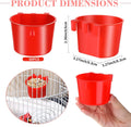 Sumind 60 Pcs Cage Cups Chicken Feeder Birds Hanging Feeders Seed Bowl 8 oz Plastic Water Bowl Hanging Chicken Gamefowl Waterer Feeding Watering Dish Coop Cups for Parrot Parakeet Poultry(Red)