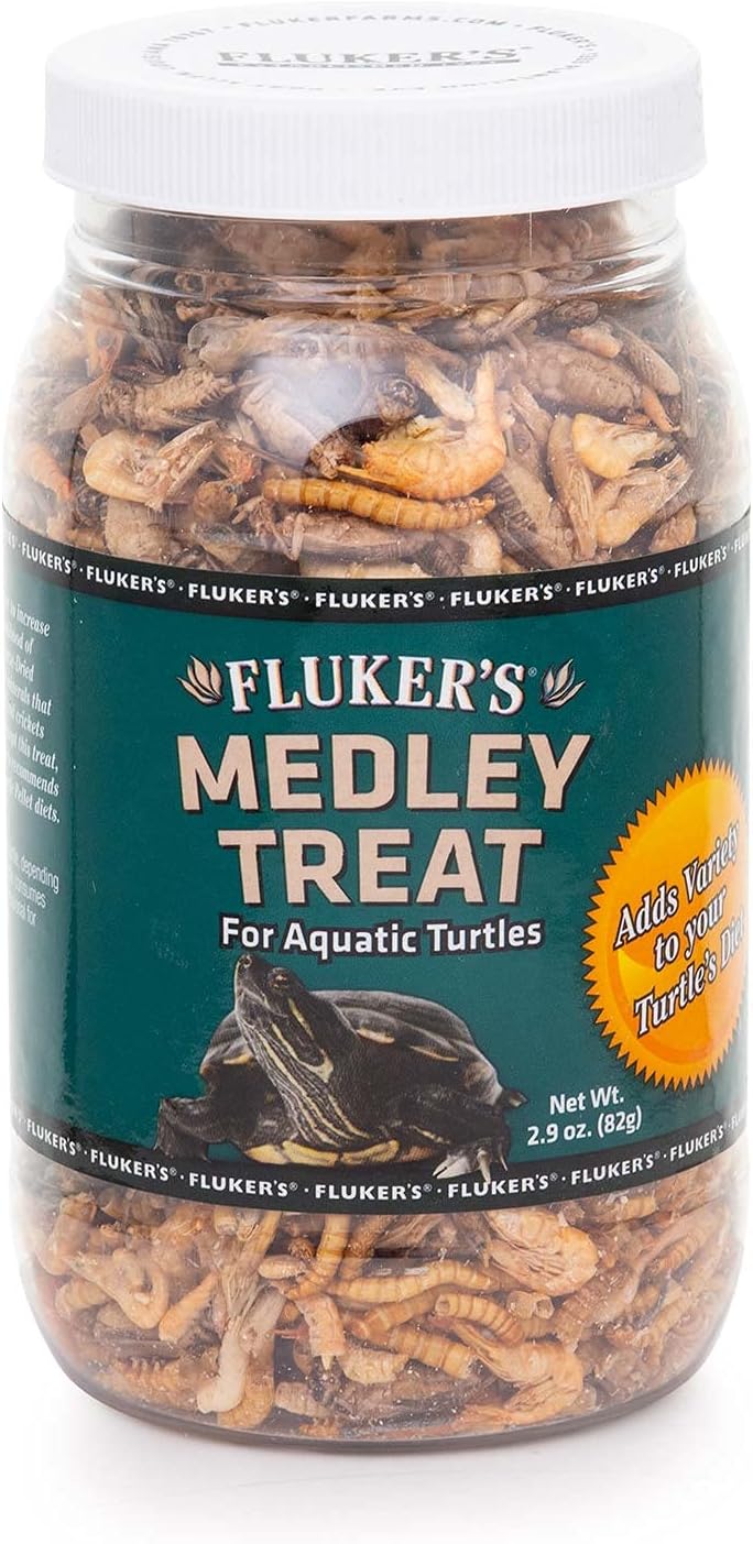 Fluker's Aquatic Turtle Food, Vitamin, Enriched Medley Treats of Freeze, Dried River Shrimp, Mealworms, and Crickets, 2.