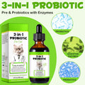 Probiotic for Cats, 3 in 1 Cat Probiotic Supplement Help Digestive, Cat Probiotics for Gut Health, 60ml