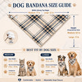Adjustable Dog Bandana, Beige & Navy Plaid